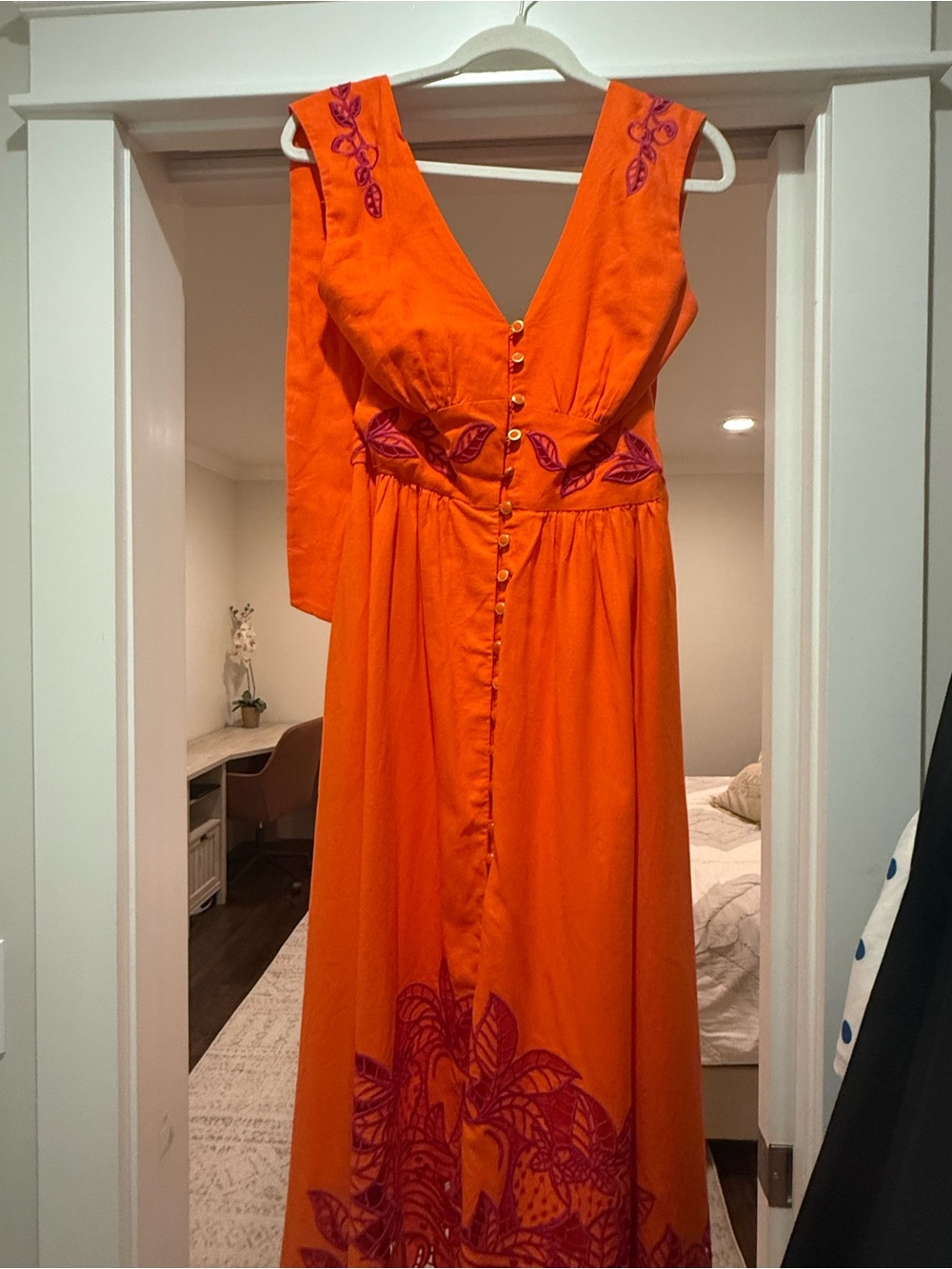 Bright orange farm Rio halter dress worn once